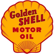 Golden Shell Motor Oil DIECUT NEW 18" Tall Sign USA STEEL 3 lbs.