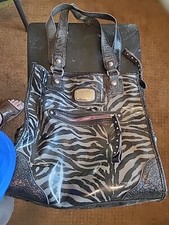 Kathy Van Zeeland Black  Gray Zebra Bag