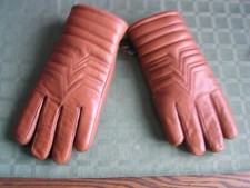 VINTAGE 70's 80's Brown Cowhide Leather Ski Gloves Lined w/Top Stitching SzM-NEW