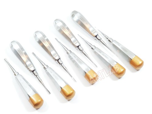 NEW GERMAN 9 PCS STRAIGHT DENTAL SURGERY EXTRACTION LUXATING ELEVATOR (GOLD) - Picture 2 of 8