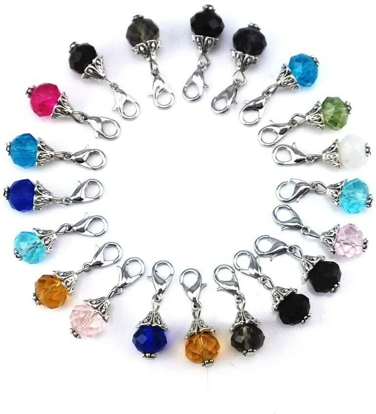 Clip On Charm Dangles Assorted Lot Bead Drops Set Mixed Pendants Glass Bulk  40pc