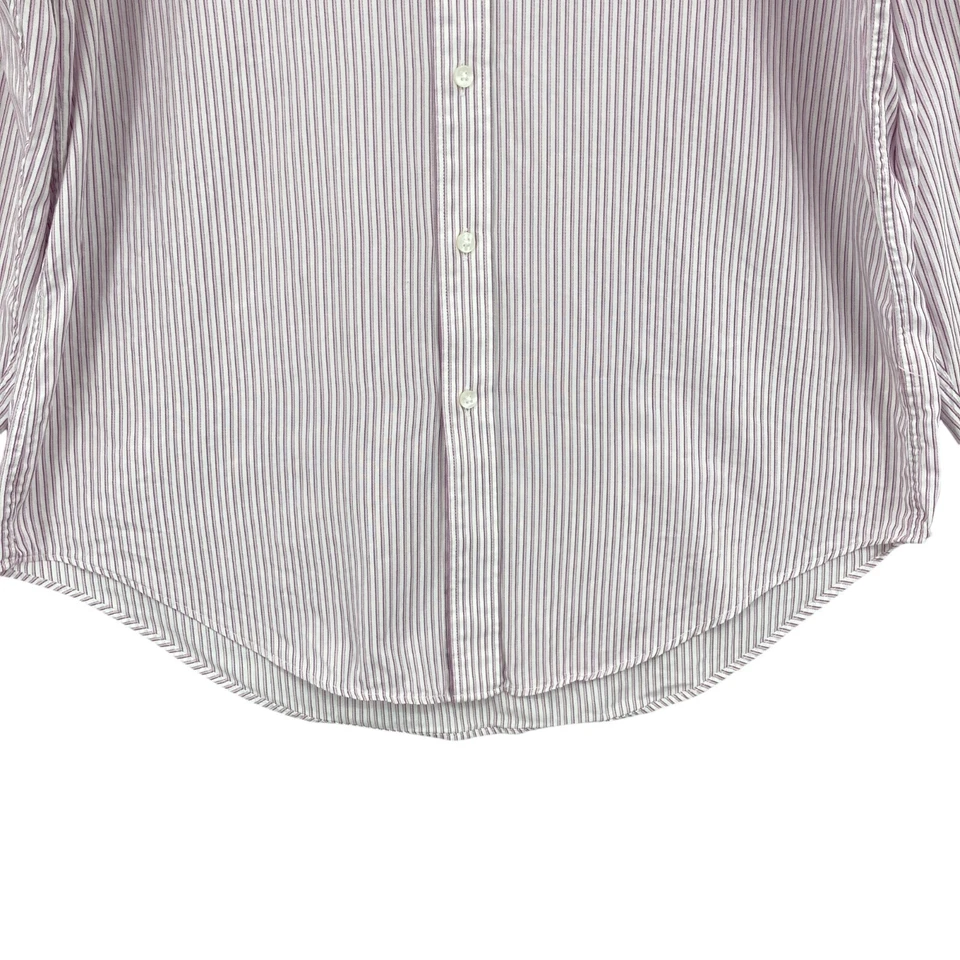 DKNY Dress Shirt Mens Large White Purple Striped Cotton Slim Fit Button Down - Image 4 of 4