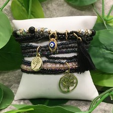 9 PC Handmade Bohemian Beaded Stackable Stretch Bracelet Set New Free Ship 5806