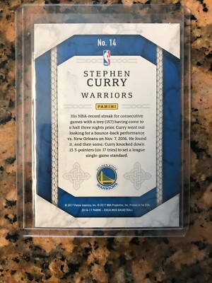 16/17 PANINI EXCALIBUR #14 STEPHEN CURRY 