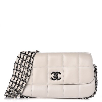 RARE CHANEL Collector's Item 1994 White 5 chain strap flap bag | eBay