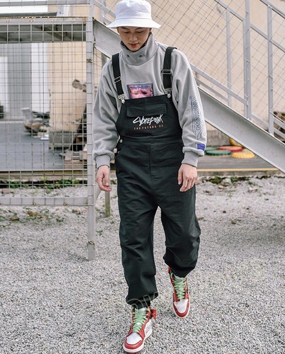 Mens Loose Casual Overalls Jumpsuits 