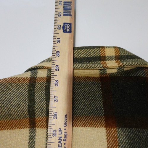 VTG Woolrich CPO Jacket Mens L Tan Green Beige Plaid Wool Blend Button Coat USA - Picture 16 of 18