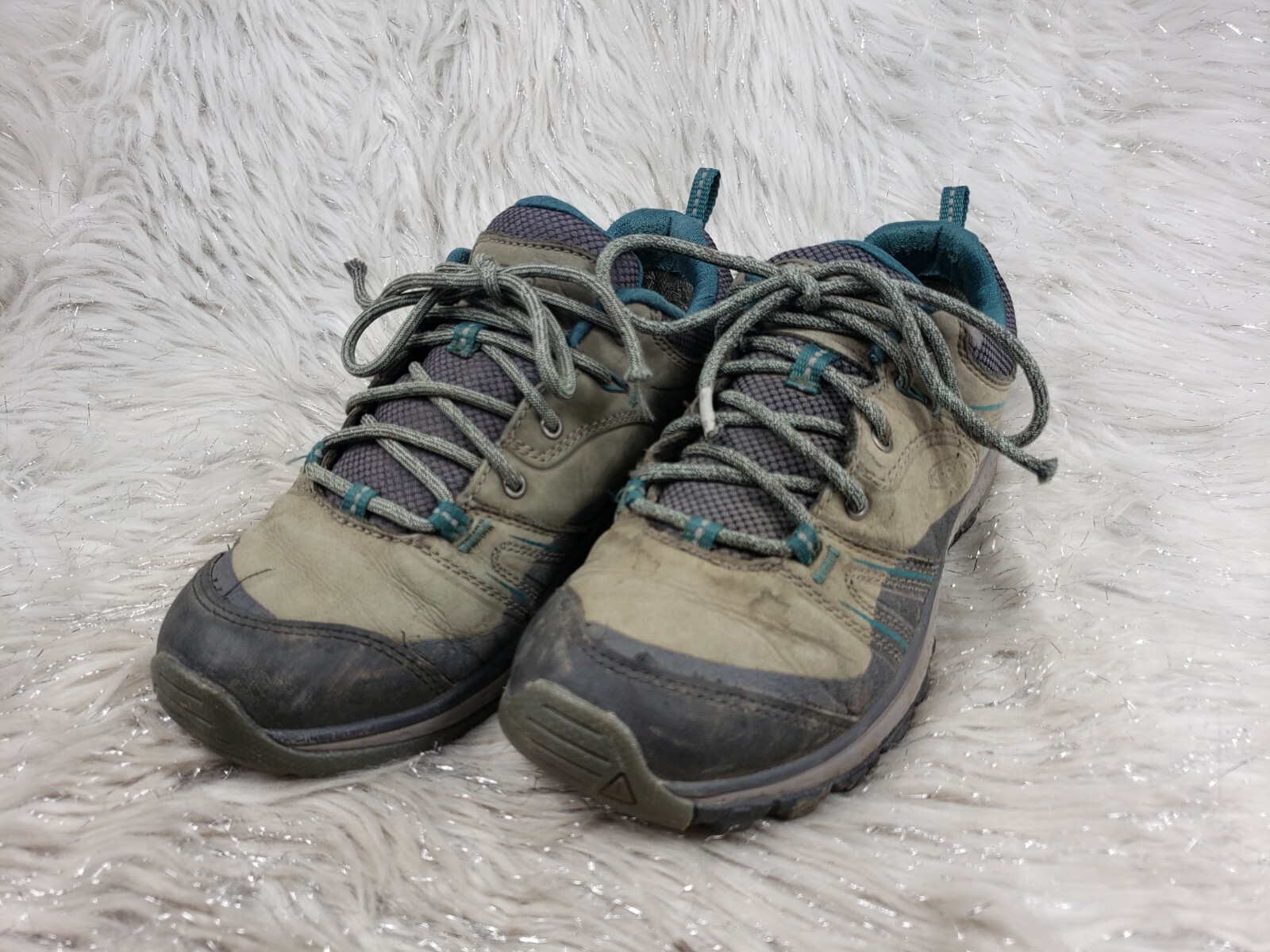 Scarpe da trekking outdoor KEEN in pelle verde misura 6 5 37