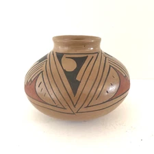 Vintage Mata Ortiz Mexican Clay Art Pottery Mexico Pot 6.5x4.25"