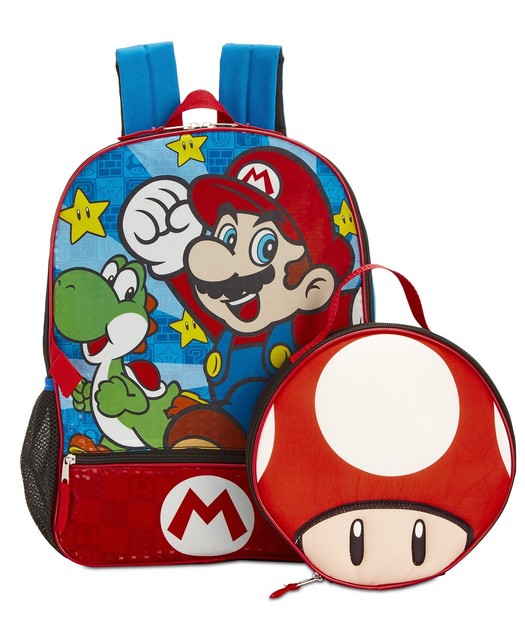 Nintendo Super Mario Bros Backpack with Lunch Bag Box Yoshi Mushroom eBay