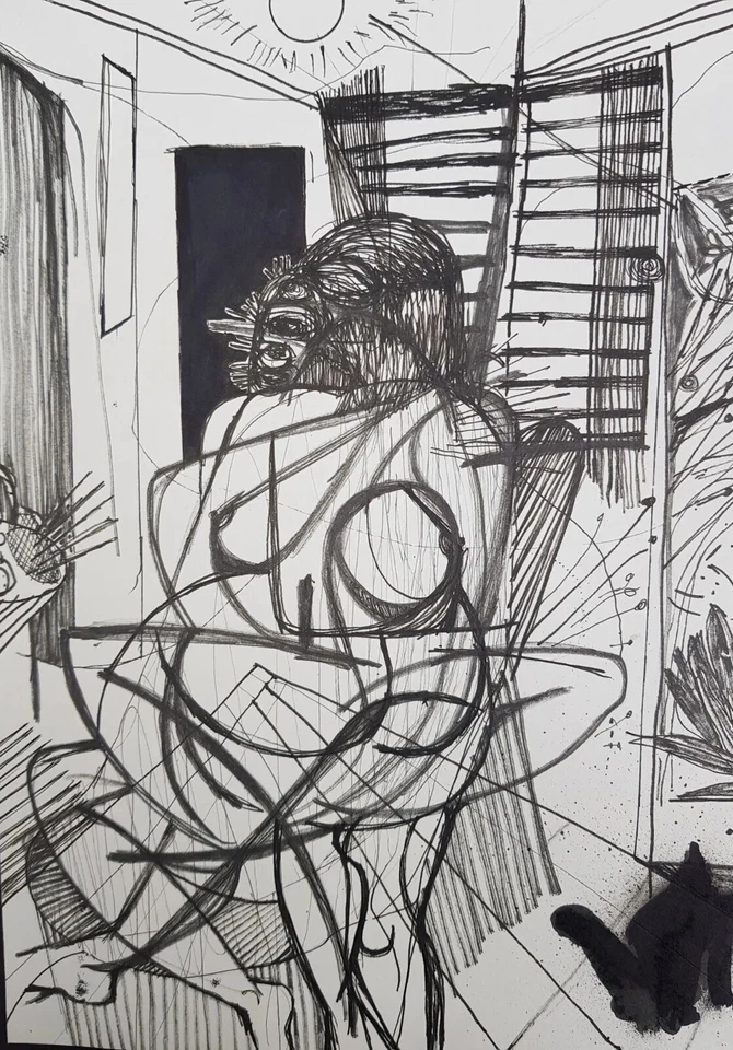 Gerardo GOMEZ El Salvador encre sur papier ink on paper contreseing 23/30.5 cm - Photo 1/1