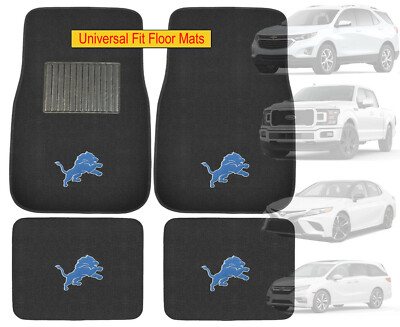 4PC NFL Detroit Lions Car Truck Black All Weather Carpet Floor Mats Set