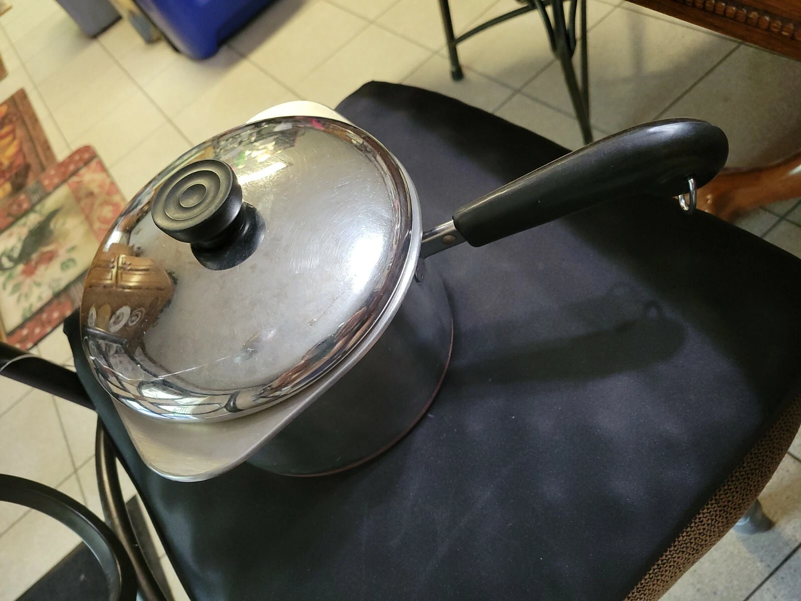 Revere Ware Copper Bottom 2 QT Pan Pot w/ Lid & Steamer Insert Clinton IL 1993