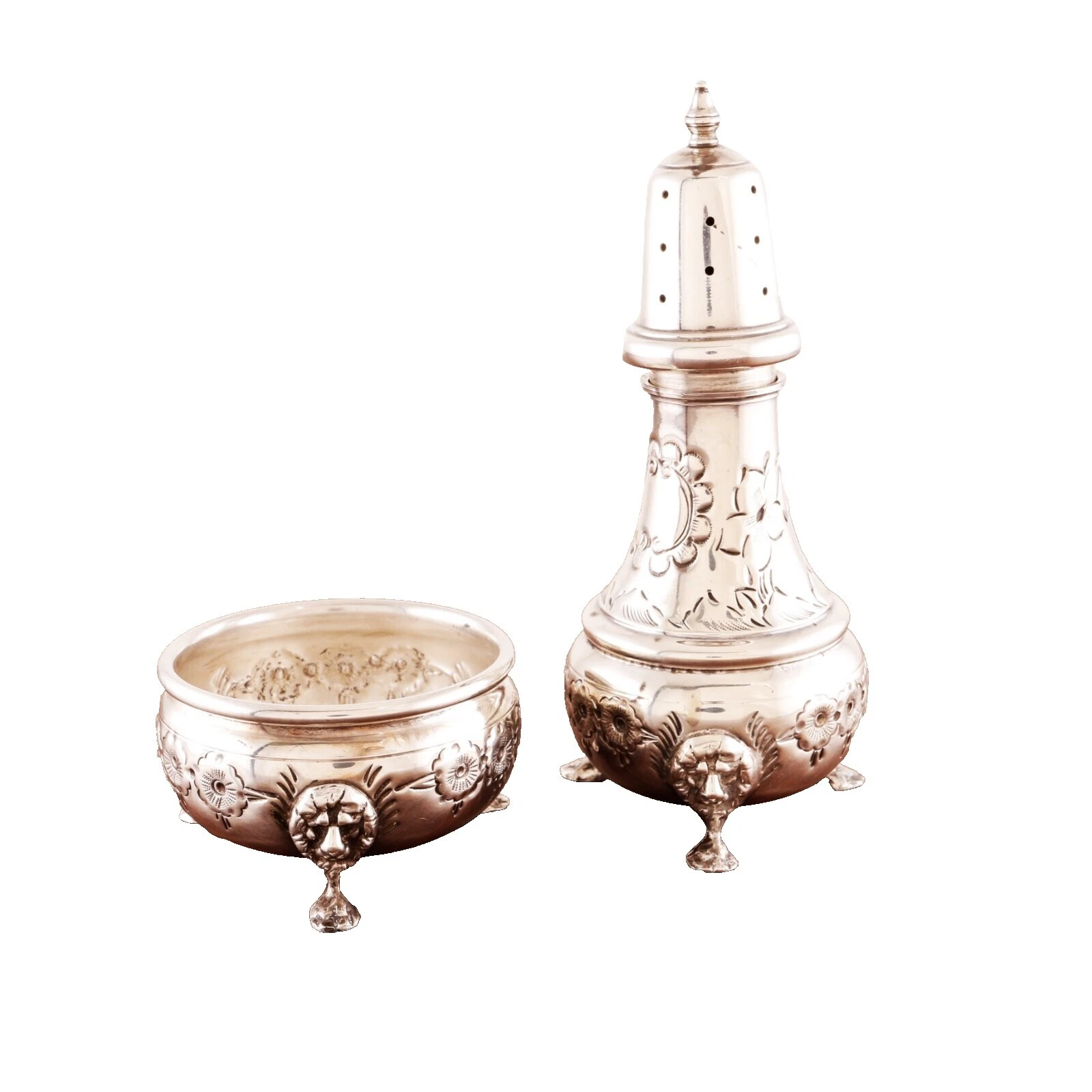 Lion Victoriano objetos antiguos de plata esterlina-EE. UU.