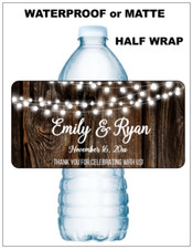 20 RUSTIC WEDDING FAIRY LIGHTS PERSONALIZED WATER BOTTLE LABELS PARTY FAVORS