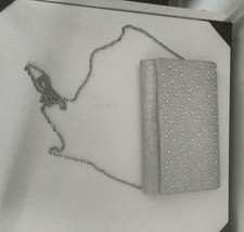 Silver Rhinestone Glitter Clutch Snap Closure...