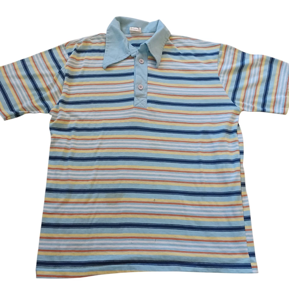 Lote Polo Evolution True Vintage Para Hombre Rayas Puntada Única Años 70 Retro L Foto 2 de 4