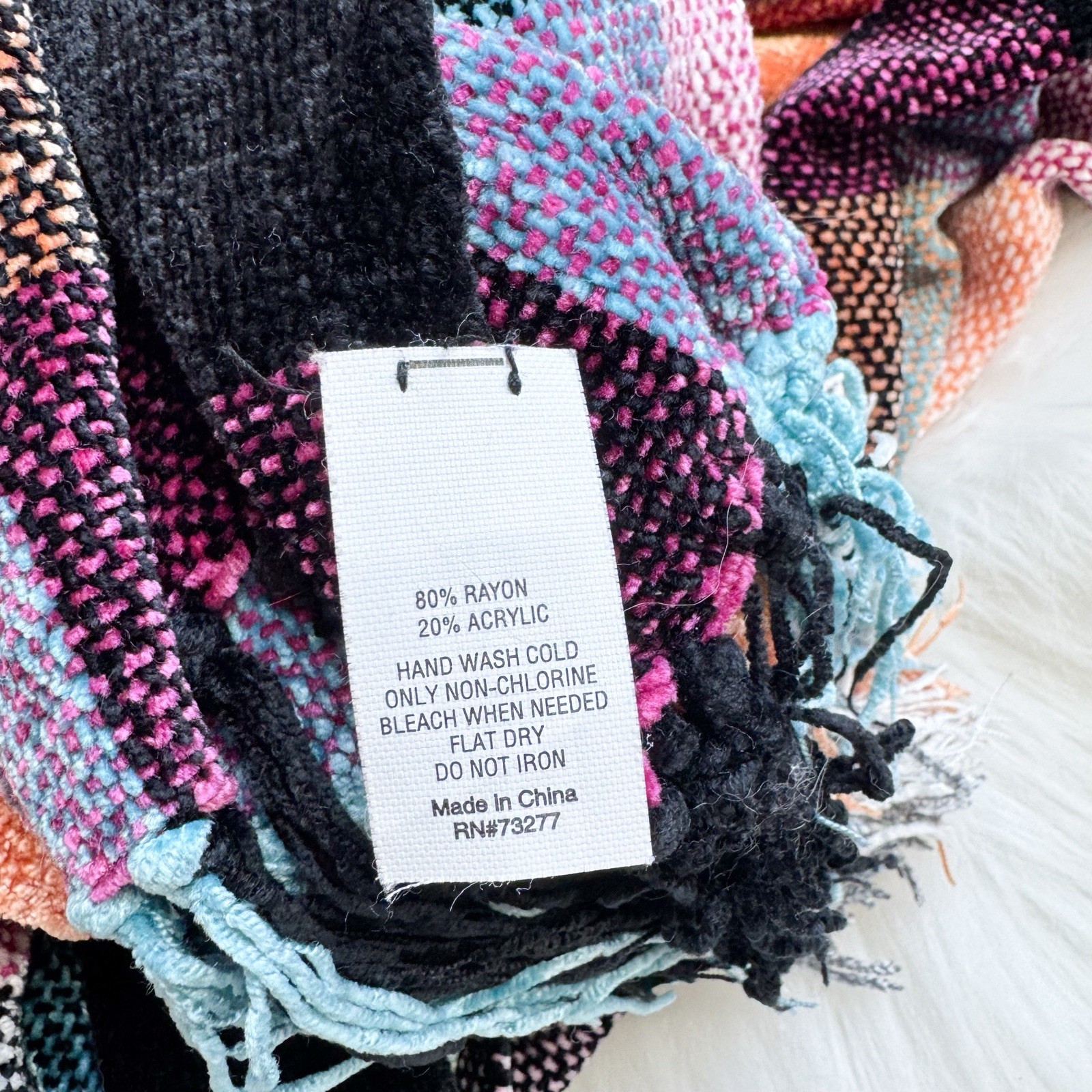 Colorblock Multicolor Plaid Patchwork Tassel Frin… - image 4