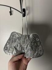 Apt 9 Gray Beaded & Sequin Bag With Flower Design