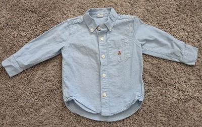 Baby GAP Boys Button Up Shirt Size 2T EUC Blue With Teddy Bear