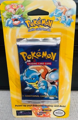 1999 WOTC Pokemon BASE SET BOOSTER BLISTER PACK - FACTORY SEALED - BLASTOISE 