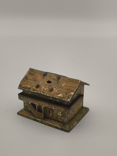 Caja de ahorro de chocolate Stollwerck Alpenhof original, cerradura falta pintura dañada - Imagen 1 de 6