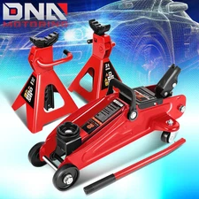 2 Ton for Truck SUV Pickup Low Profile Hydraulic Floor Jack+Ratchet Stands Red