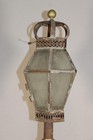 MUSUEM QUALITY 18TH C TIN LANTERN STYLE TABLE CANDLE LAMP ON ITS ORIGINAL STAND — photo 3