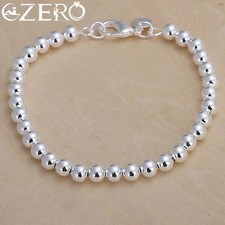 Women 925 Sterling Silver Bracelet Hollow Beads Balls 7 Inches 6MM Lobster L49