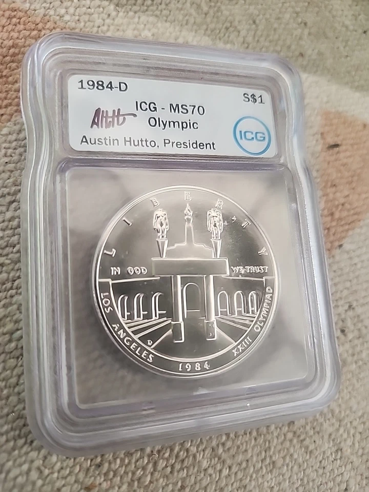 1984-D Olympic Silver Dollar MS70 Signed  - Image 3 of 4