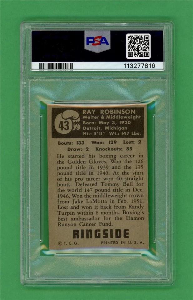 1951 Topps Ringside #43 Ray Robinson ** PSA PR 1 ** vintage old boxing card - Image 2 of 2