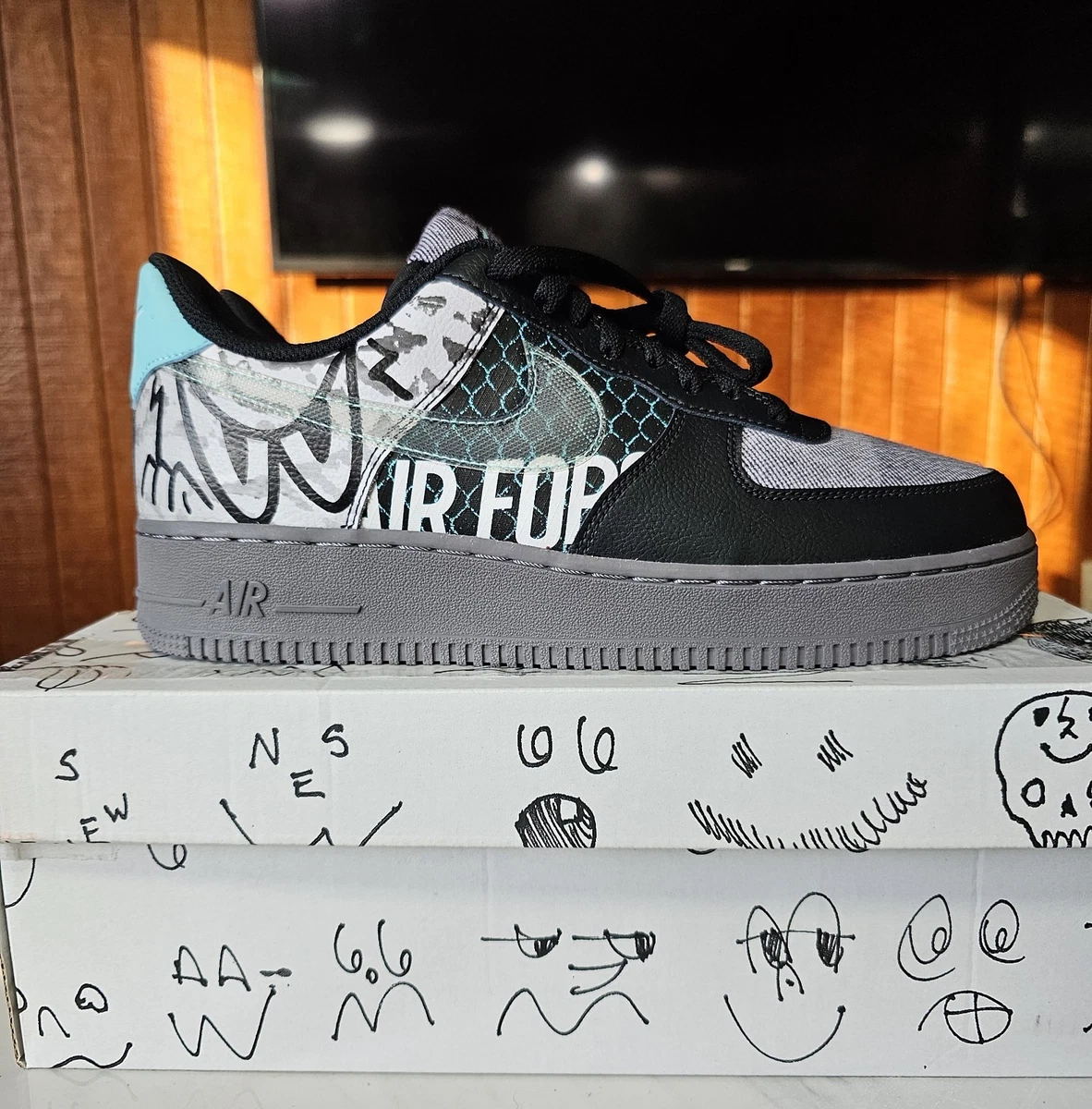 Nike Air Force 1 Premium Low Off Noir | eBay