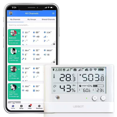 WS1 Cloud-Based WIFI Temperature Sensor, Wireless 2.4GHZ Temperature and Humidit