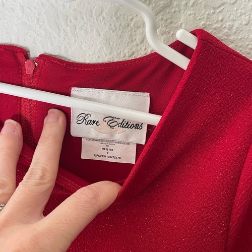 Rare Edition Elegant Red Kids Dress Sparkle and Ruffle Holiday Dress size 7 - Picture 3 of 4
