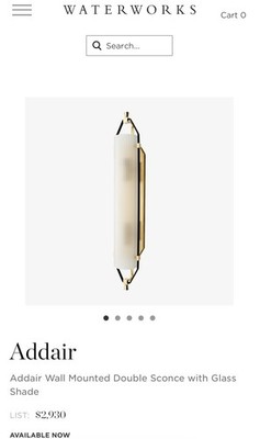 Addair Wall Mounted Double Sconce With Glass Shade In Unlacquered brass