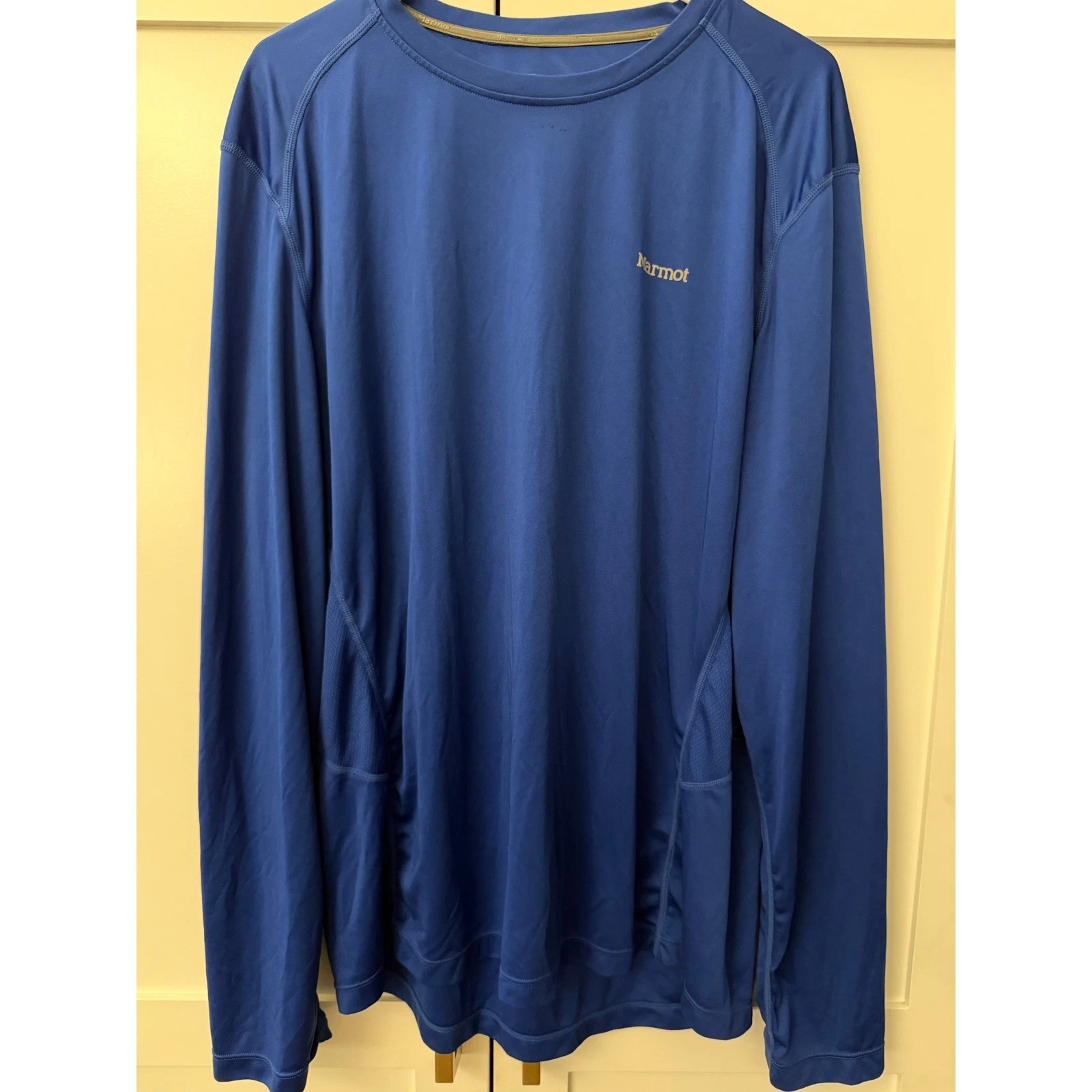 Marmot Mens XXL Blue Performance Long Sleeve Shirt Mesh Vent Hiking Running Top