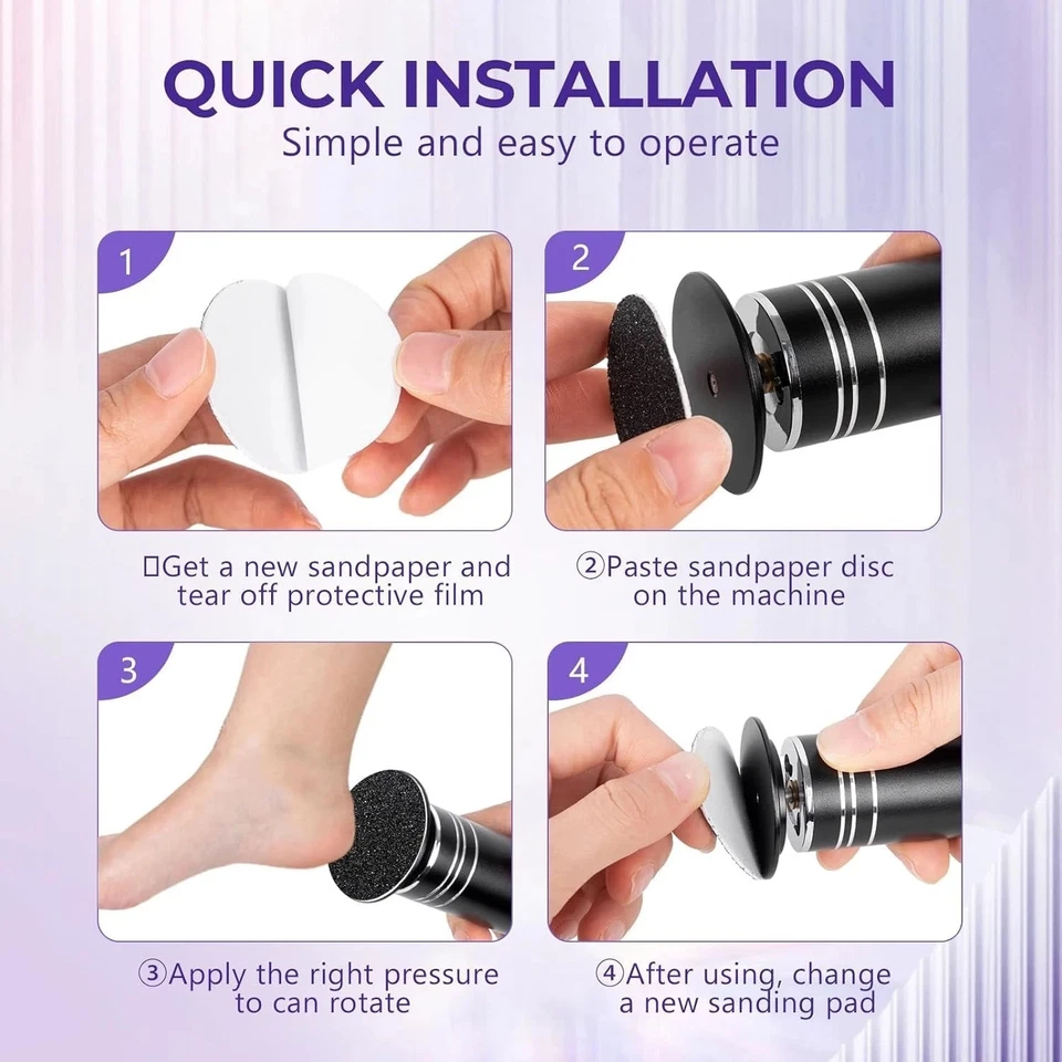 Electric Foot File Grinder 1000RPM + 60 Discs for Callus Removal - Black - Image 4 of 4