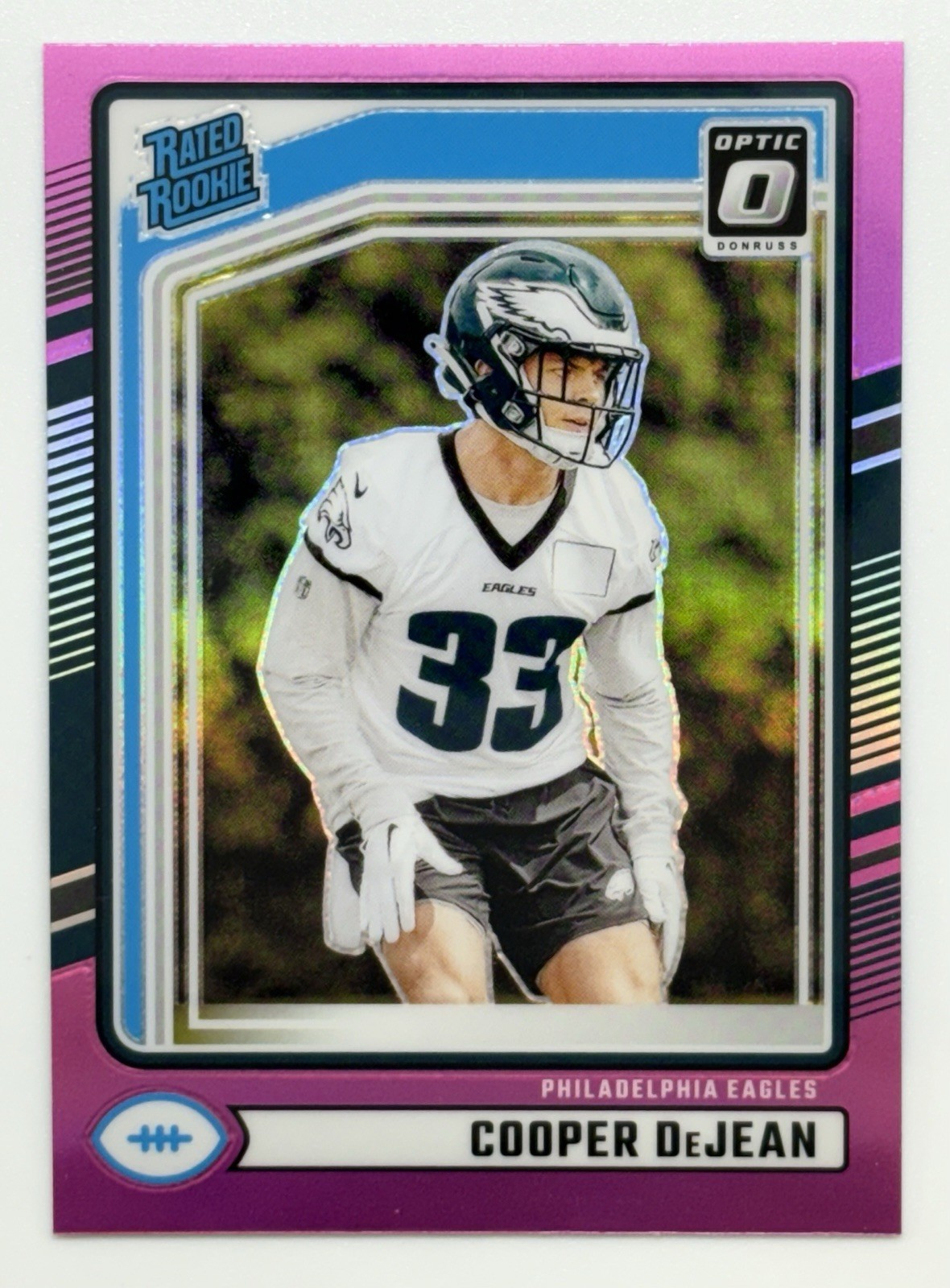 2024 Panini Donruss - Rated Rookie Cooper DeJean #305 Optic Preview Pink Prizm