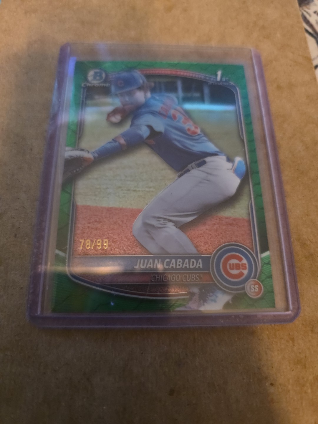 2025 Bowman Chrome Juan Cabada 1st Bowman Green Refractor /99 #BCP-207