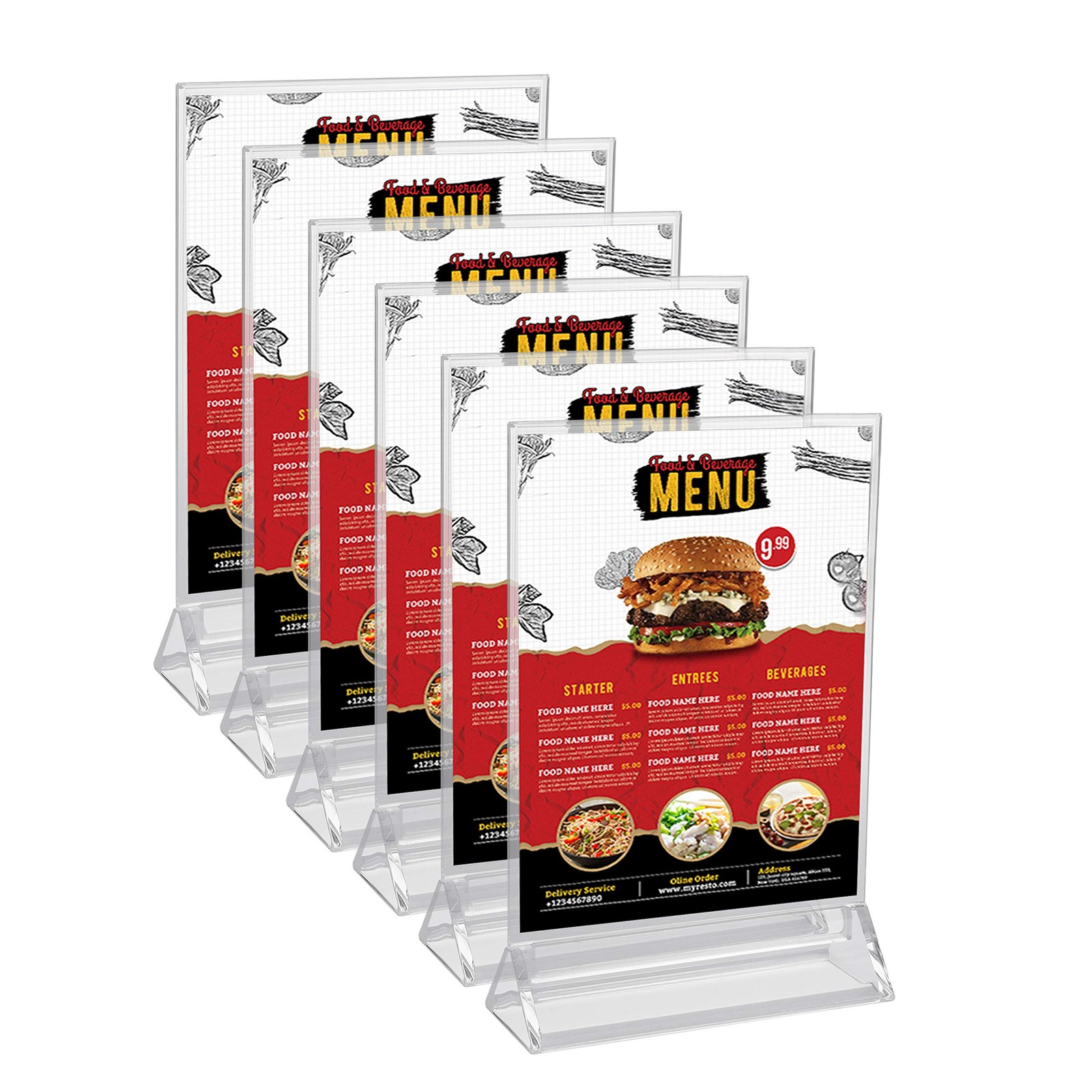 Tischaufsteller A6 в упаковке 6 штук - L11 x H195 см - Klarer Kunststoff - 5790₽