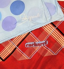 Cacharel Schiaparelli Scarves Paris Couture 2PCS Japan Hand Rolled Vintage