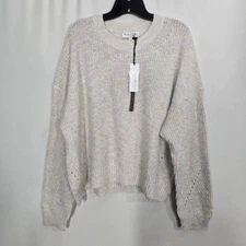 Michael Star Chalk Confetti Tweed Rib Crewneck Long Sleeve Sweater XLP