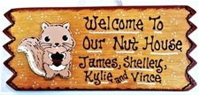 WELCOME Personalize SQUIRREL NUT HOUSE Name SIGN Family Decor Wall Art Plaque  