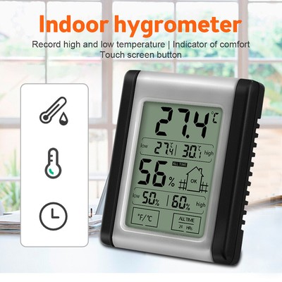 Digital Touchscreen Indoor Hygrometer Thermometer Temperature Humidity Monitor