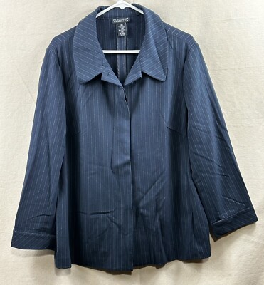 Dialogue Pant Set Pinstripes Plus Size 18W Navy Blue Pants Jacket) 