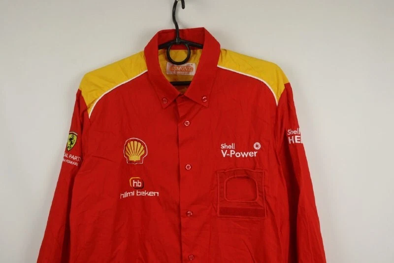 Ls Mont x Shell x Ferrari Red Polyester Blend Long Sleeve Button-Down Shirt M - Image 2 of 4