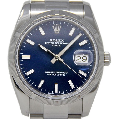 Rolex Date 34mm BLUE DIAL Steel 115210 ROLEX PAPERS2007 *2YEAR...