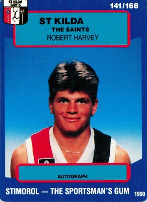 1990 St Kilda Saints AFL Stimorol Scanlens Rookie Card - Robert Harvey