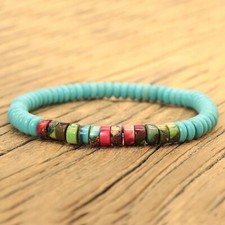 Natural Blue Turquoise Gemstone Beads Healing Handmade Women Men Bracelet Gifts