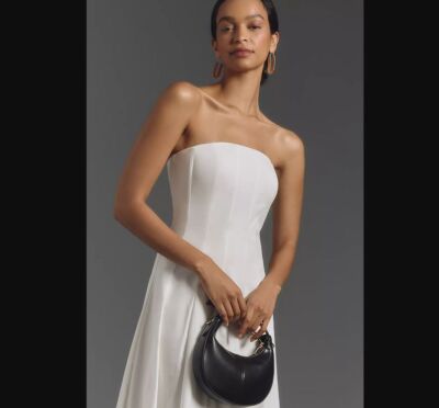 New L Mare Mare x Anthropologie strapless seamed A-line midi white dress | eBay New L Mare Mare x Anthropologie strapless seamed A-line midi white dress | eBay
